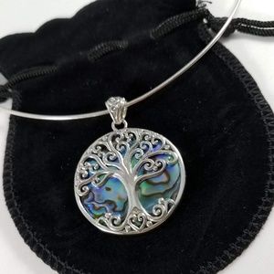 Natural Abalone Tree of Life in Sterling Silver
